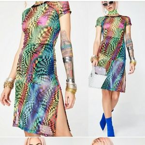 Club Exx wave grid short sleeve dress
